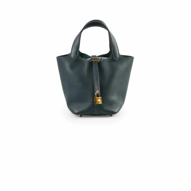 Hermès Picotin 18 Vert Cypres Clemence GHW U Stamp in Green Clemence leather from The Purse Affair, photo 1 of 1