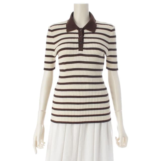 Chanel Cotton Border Knit Top Brown 44 Sweater in Brown from The Reluxe, photo 1 of 1