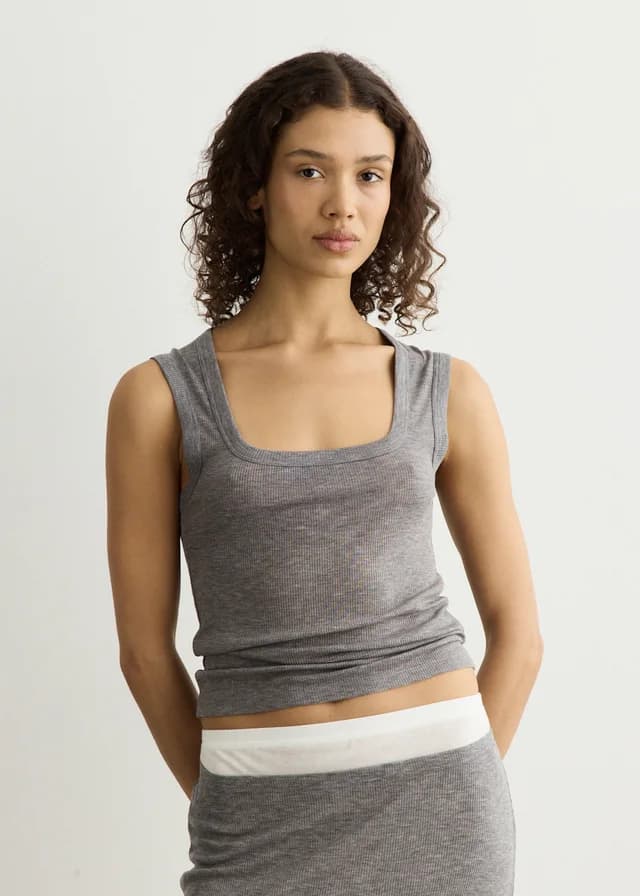 Samsoe Samsoe Sadou Tank Top in MID GREY MEL, image 1 of 1 from Incu