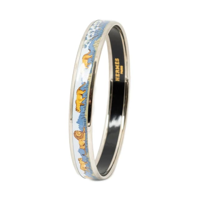 Hermès Enamel Bangle Light Blue Silver Plated Bracelet in Blue from The Reluxe, photo 1 of 1