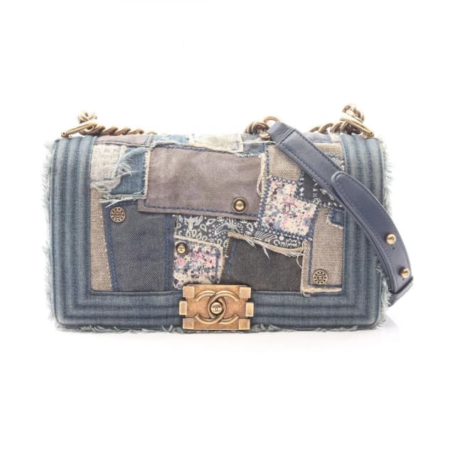 Chanel Shoulder Bag Patchwork Denim Blue Chain in Blue Denim from The Reluxe, photo 1 of 1
