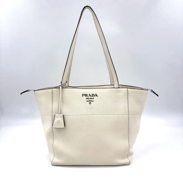 Prada Vitello Phenix Calfskin White Tote Bag Silver in White Calfskin from The Reluxe, photo 1 of 1