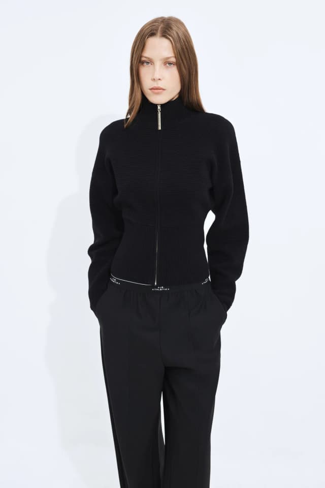 Athletica Ottoman Knit Jacket in BLACK, image 1 of 1 from Aje