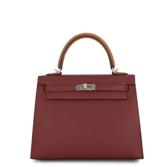 Hermès Kelly 25 Sellier Tricolor Rouge Ash Vebelin Gold Silver Epsom 2-Way in Red Epsom leather from The Reluxe, photo 1 of 1