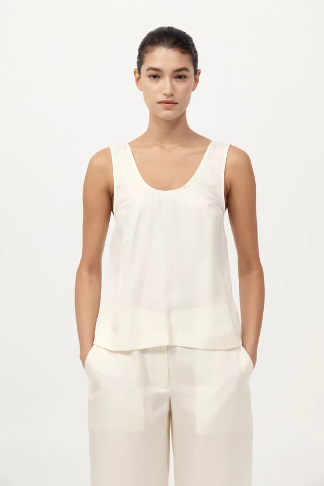St Agni Jordan Button Up Top - Milk, image 1 of 1 from St. Agni