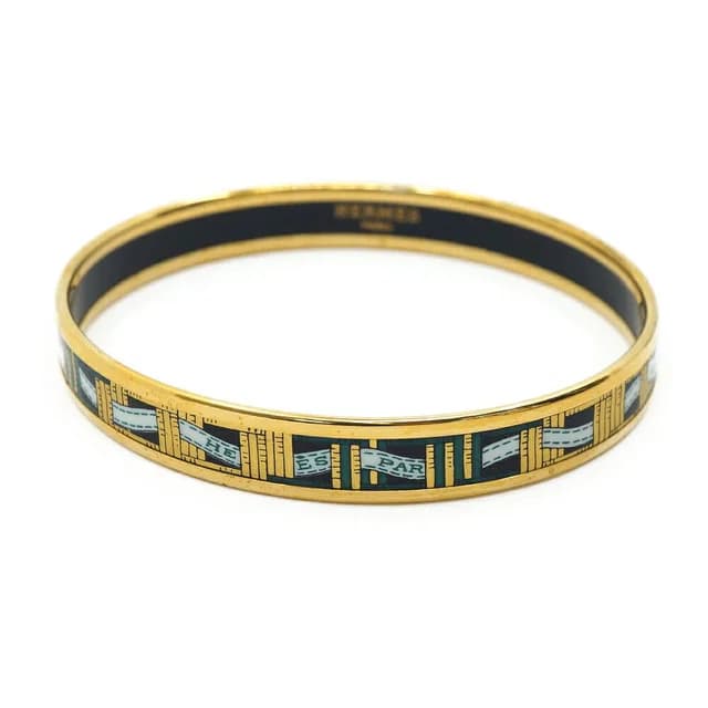 Hermès Enamel PM Black Bangle Bracelet Gold in Black from The Reluxe, photo 1 of 1