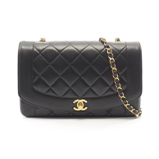 Chanel Shoulder Bag Quilted Diana Flap Black Lambskin Chain in Black Lambskin from The Reluxe, photo 1 of 1