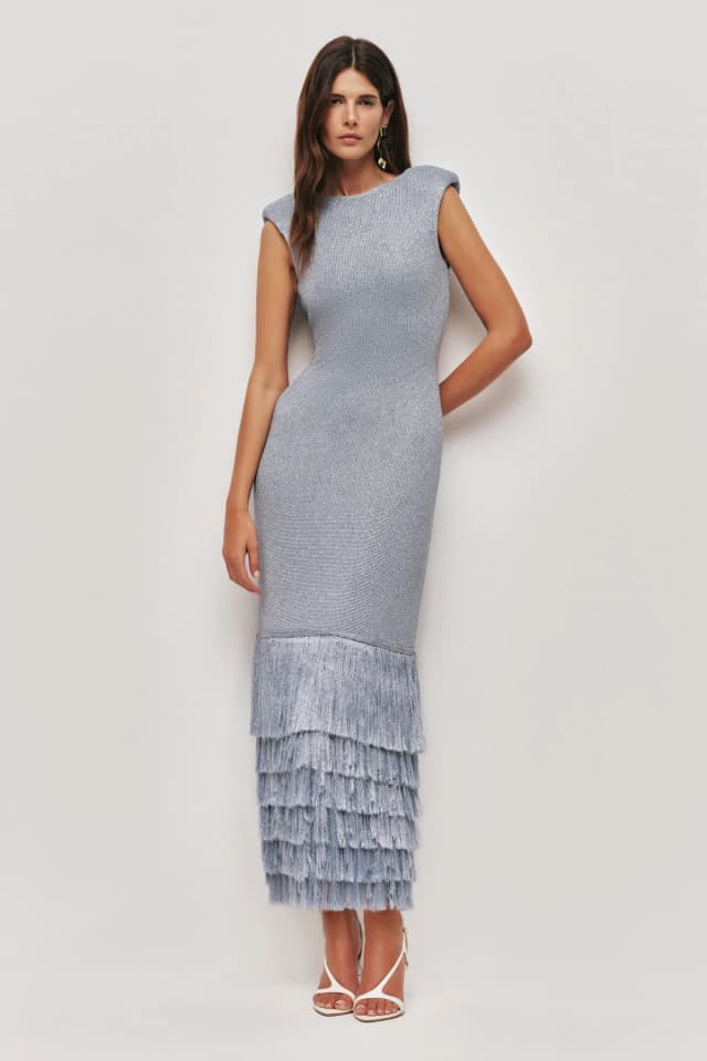 AJE Breeze Knit Midi Dress in PALE BLUE, image 1 of 1 from Aje
