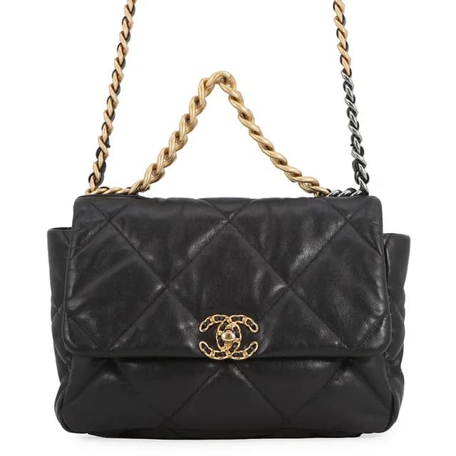 Chanel Chain Shoulder Bag 19 Large Lambskin 2-Way Black in Black Lambskin from The Reluxe, photo 1 of 1