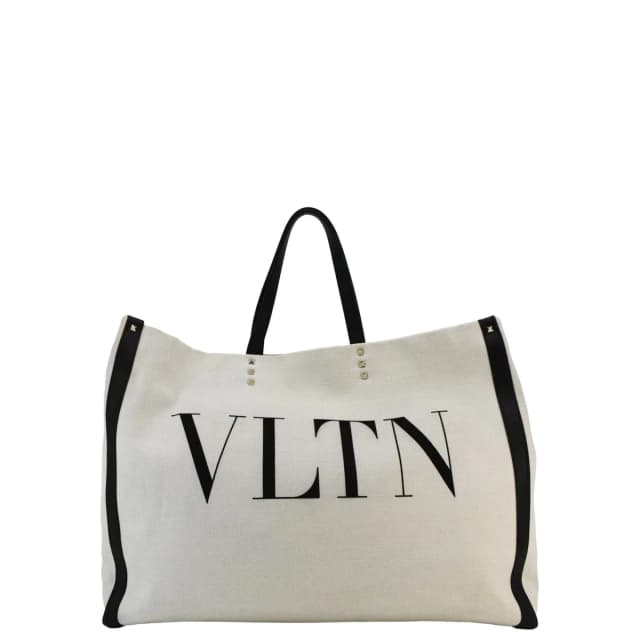 Valentino Garavani VLTN Canvas Tote Bag White in White Canvas from Dallas Designer Handbags, photo 1 of 1