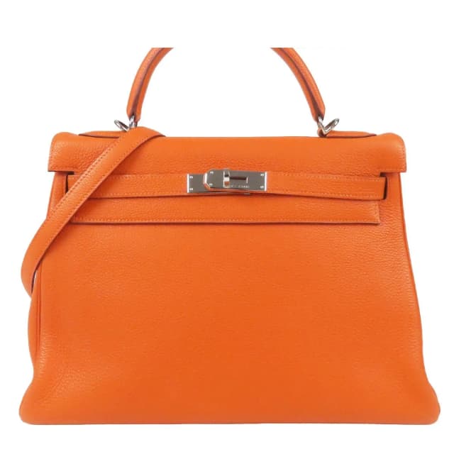 Hermès Kelly 32 Orange Silver Togo Retourne 2-Way Shoulder Bag in Orange Togo leather from The Reluxe, photo 1 of 1