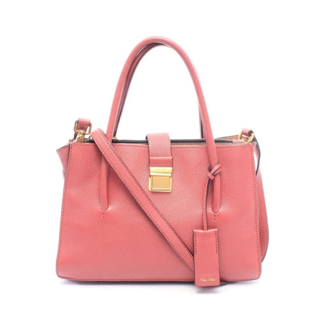 Miu Miu Handbag Madras 2-Way Pink Leather Tote in Pink Leather from The Reluxe, photo 1 of 1