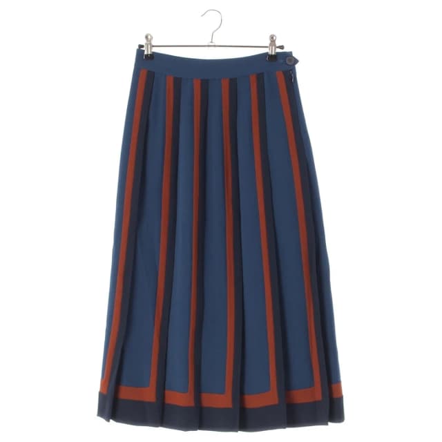 Loro Piana Silk Pleated Long Skirt Navy 36 in Navy Silk from The Reluxe, photo 1 of 1