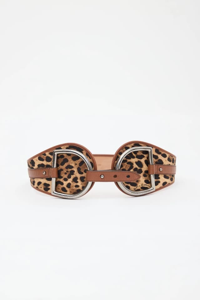 Dolce & Gabbana Leather & Canvas Printed Belt in Multicolor Canvas from VSP Consignment, photo 1 of 1