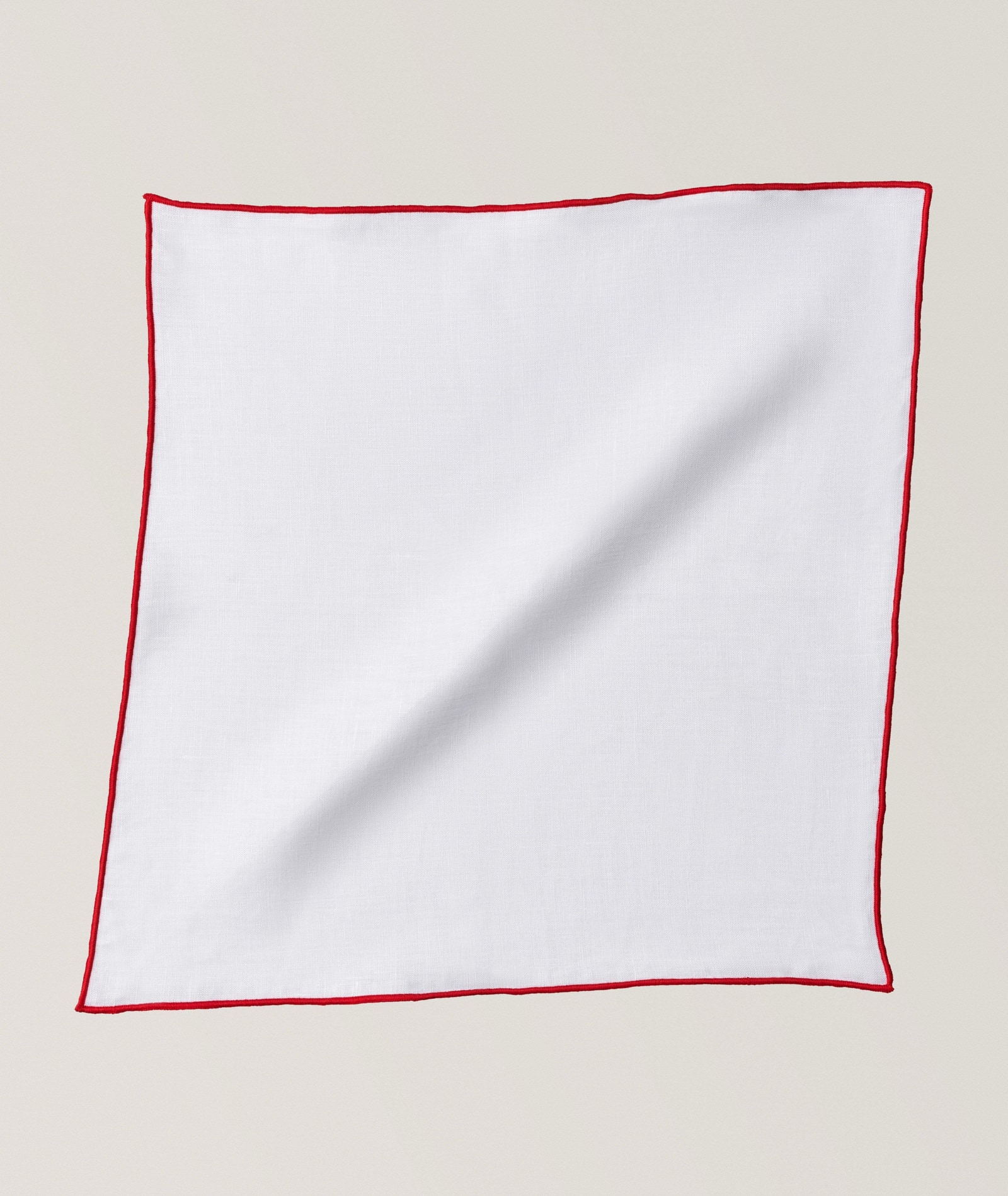 Dion Contrast Trim Linen Pocket Square in White, image 1 of 1 from Harry Rosen