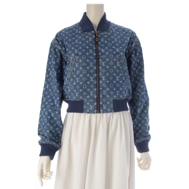 Louis Vuitton Cotton Monogram Denim Cropped Jacket Blue 34 in Blue Denim from The Reluxe, photo 1 of 1