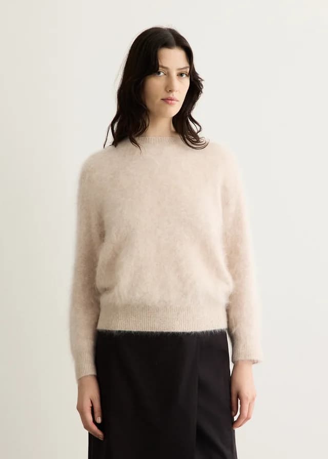 Incu Collection Saddler Brushed Wool Crew Knit in BLUSH, image 1 of 1 from Incu