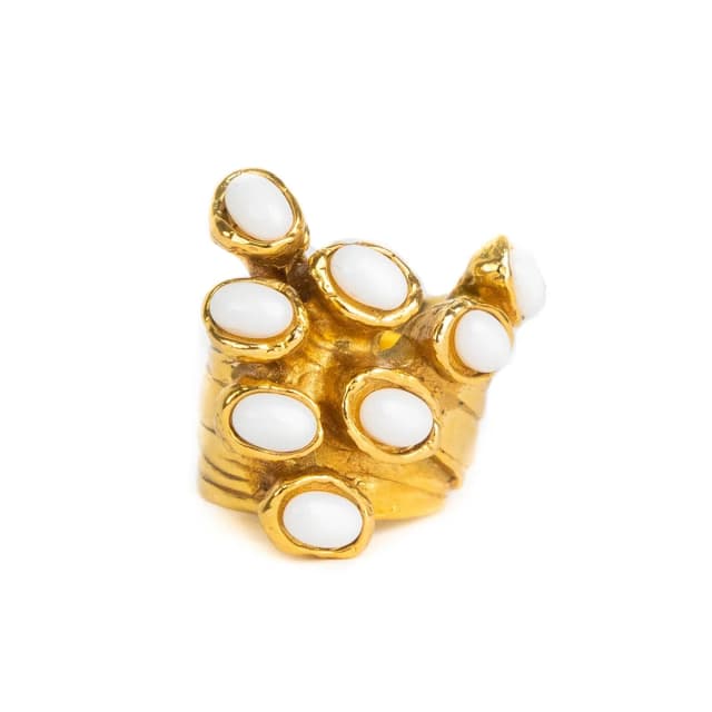 Saint Laurent Rive Gauche Arty Ring Gold and White in White from The Purse Affair, photo 1 of 1