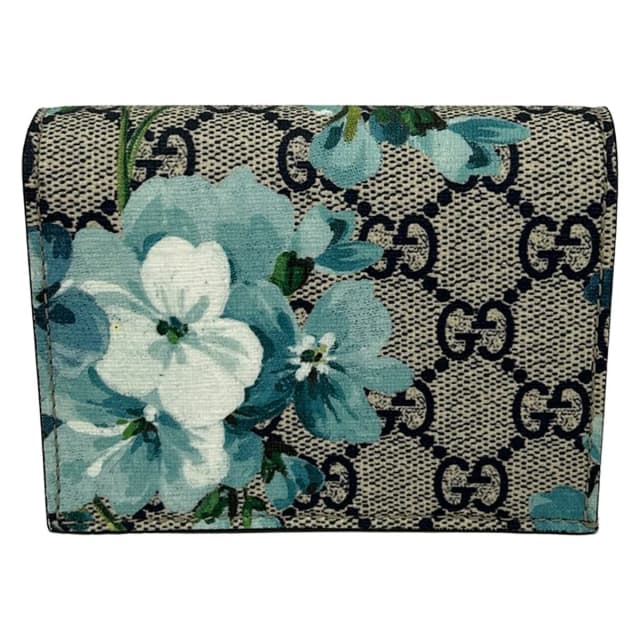 Gucci Bifold Wallet GG Blooms Plus Supreme Light Gray Dark Navy Multi in Navy from The Reluxe, photo 1 of 1