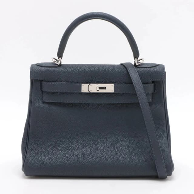 Hermès Kelly 28 Togo PHW X Stamp Blue Nuit in Blue Togo leather from The Purse Affair, photo 1 of 1