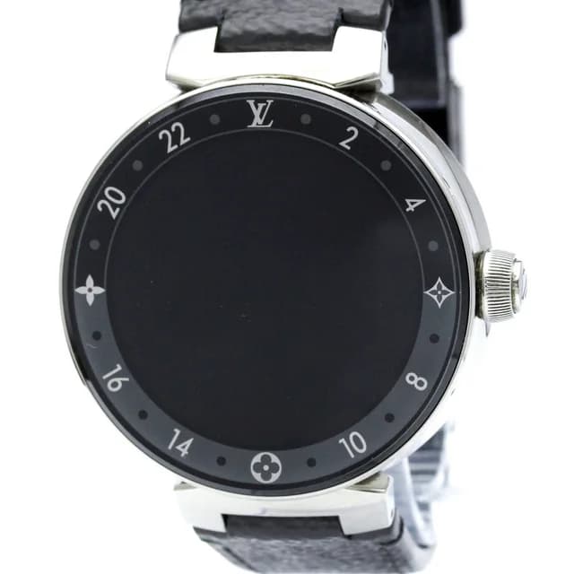 Louis Vuitton Tambour Horizon Steel Leather Quartz Mens Watch QA050 Polished in Black Leather from Elady, photo 1 of 1