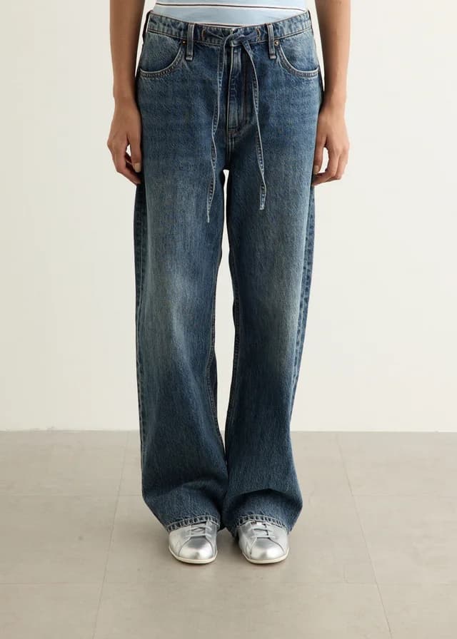 Rag & Bone Phoebe Drawstring Wide Jeans in delcan, image 1 of 1 from Incu
