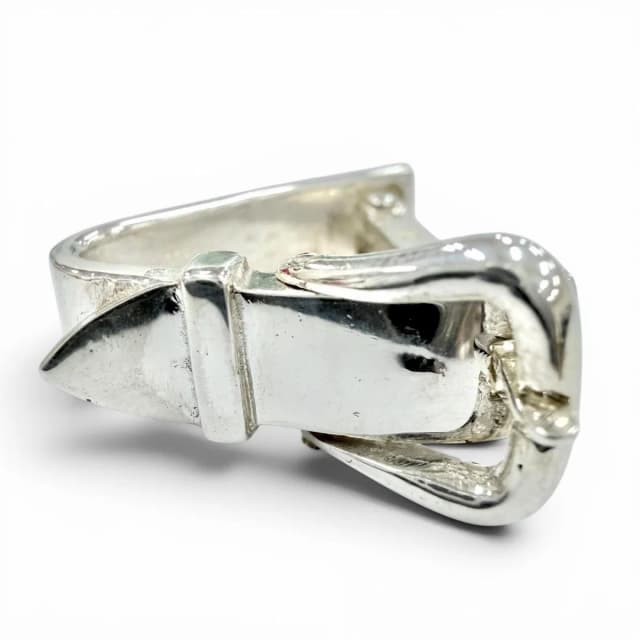 Hermès Vintage Ceinture Belt Motif Scarf Ring Silver in Silver from The Reluxe, photo 1 of 1