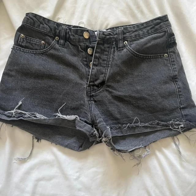 FRED Women's Shorts - Black - 4 in black Denim from Depop, photo 1 of 1