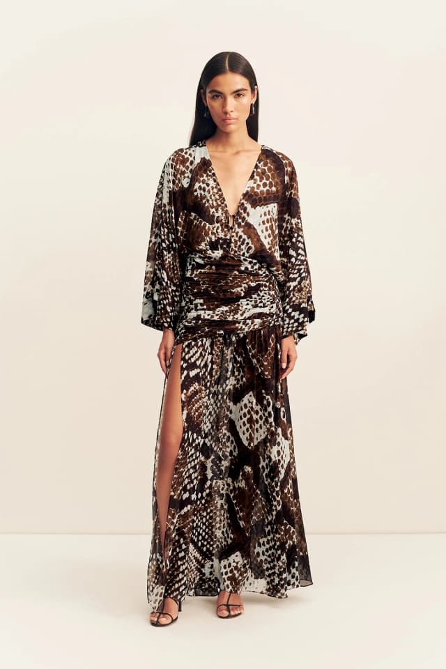 Shona Joy MAIA LONG SLEEVE PLUNGED MAXI DRESS, image 1 of 1 from Shona Joy