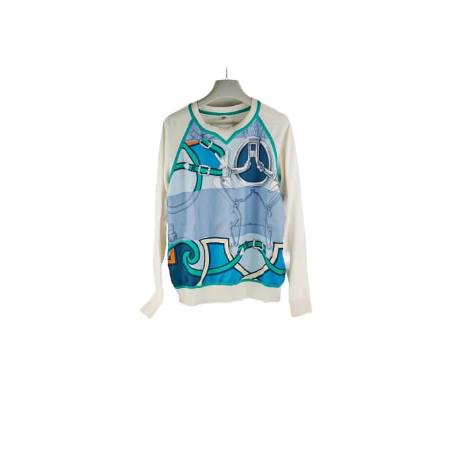Hermès Sweater Knitwear Blue/Green Size 38 in Blue Silk from The Purse Affair, photo 1 of 1