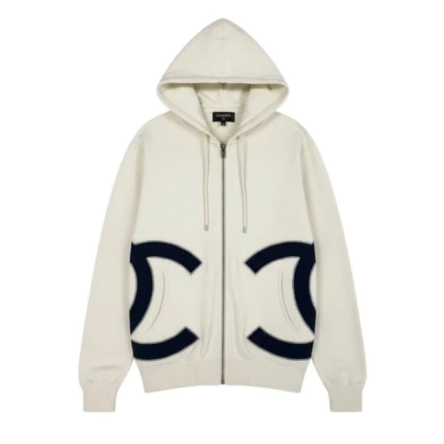 Chanel CC Logo Double Zip Hoodie Big Polyester Viscose from The Reluxe, photo 1 of 1