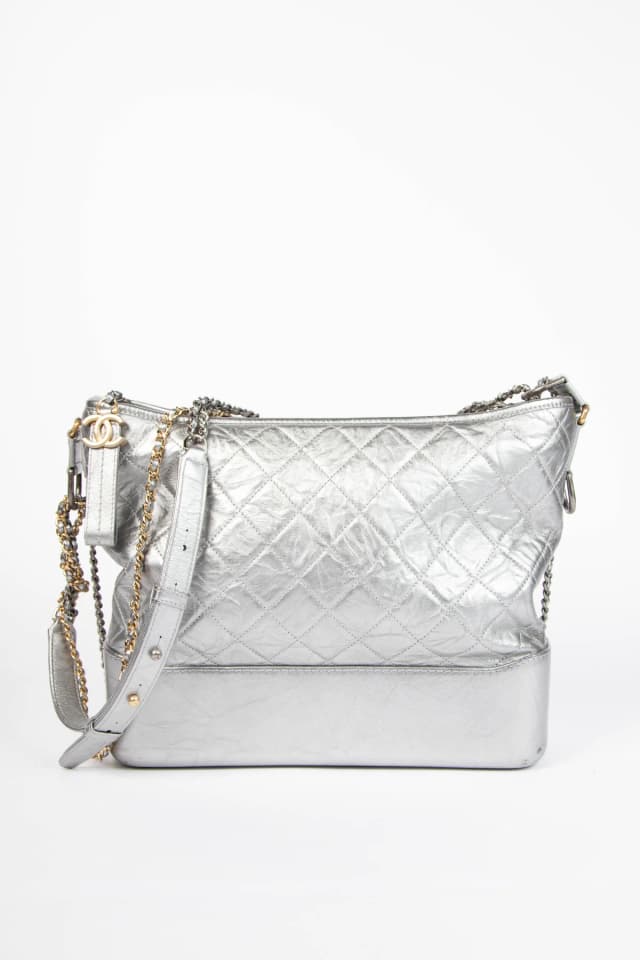 2017 Chanel Silver Aged Calfskin Leather Large Gabrielle Shoulder Bag in Silver Calfskin from Break Archive, photo 1 of 1