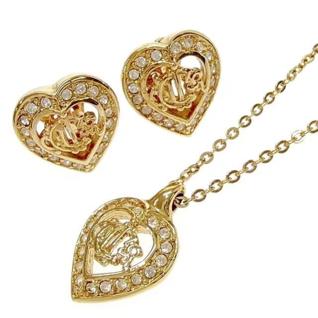 Dior Rhinestone Emblem Heart Necklace Earrings from The Reluxe, photo 1 of 1
