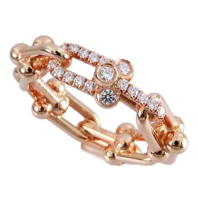 Tiffany & Co. Ring Pink Gold 18k Diamond Small Link Rose in Pink from The Reluxe, photo 1 of 1