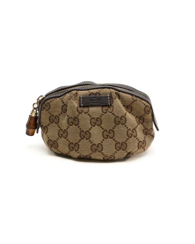 Gucci GG Canvas Leather Bamboo Pouch in Canvas from A Retro Tale, photo 1 of 1
