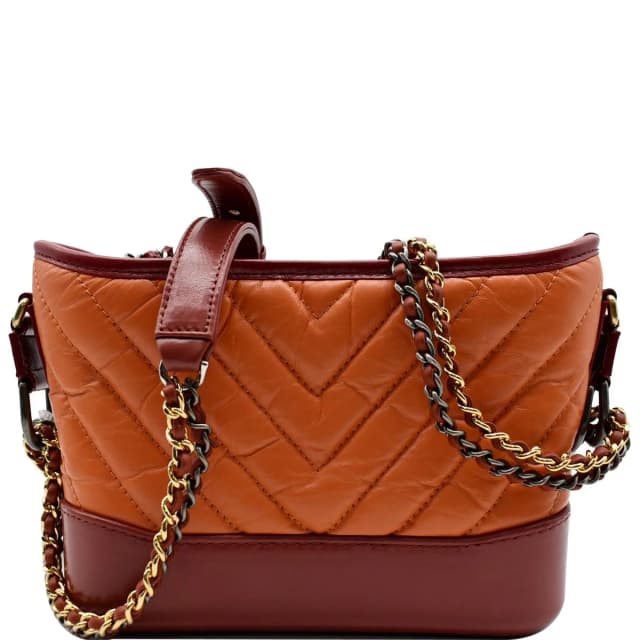 Chanel Gabrielle Small Aged Calfskin Leather Hobo Crossbody Bag Orange in Orange Calfskin from Dallas Designer Handbags, photo 1 of 1