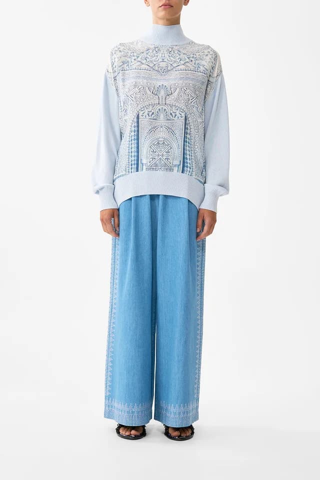 Camilla eBoutique SILK FRONT TURTLE NECK KNIT THE HUM OF THE ALHAMBRA, image 1 of 1 from CAMILLA