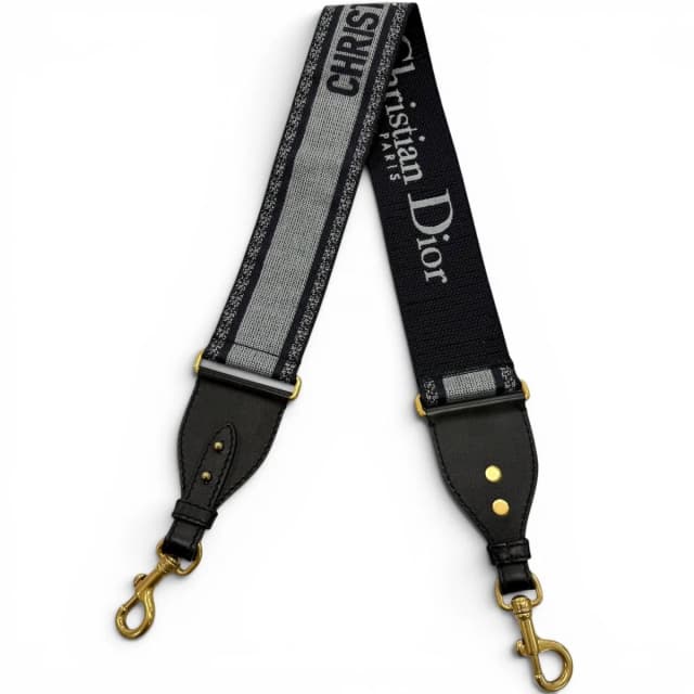 Dior Canvas Leather Embroidered Shoulder Strap Navy Gray Gold in Navy Canvas from The Reluxe, photo 1 of 1