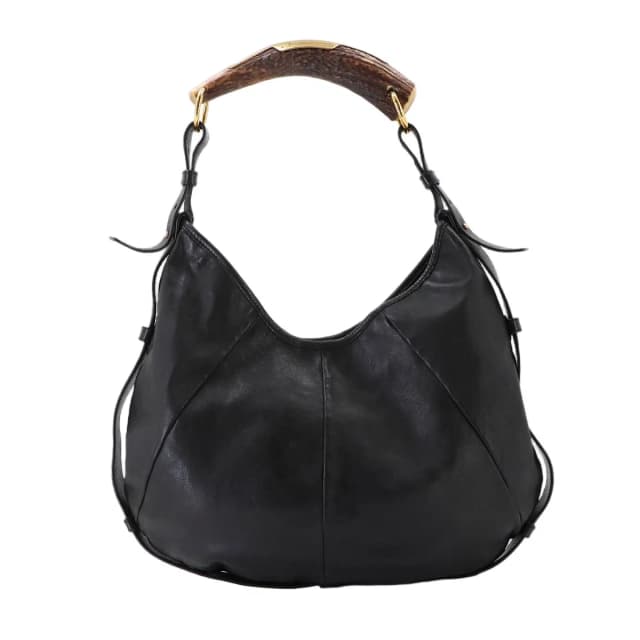 Saint Laurent Mombasa Bag Leather Black Silver in Black Leather from The Reluxe, photo 1 of 1