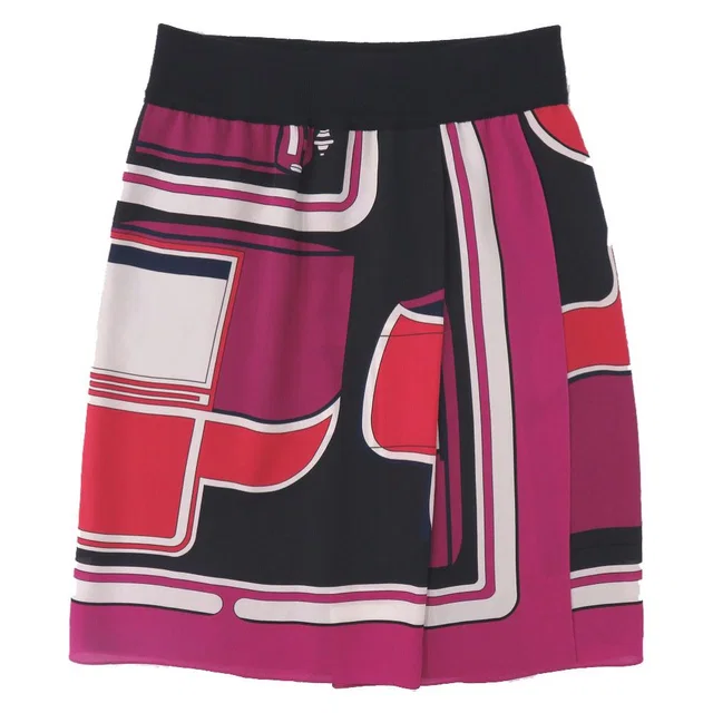 Hermès Twill Rene Coupe Geometric Skirt 36 Silk Rayon Navy Rouge Purple in Red Silk from The Reluxe, photo 1 of 1