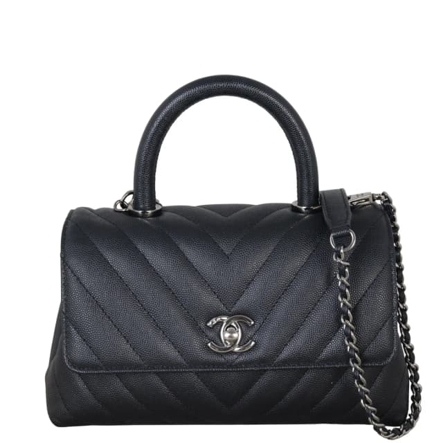 Chanel Coco Top Handle Mini Bag Chevron in Caviar leather from Luxe.It.Fwd, photo 1 of 1