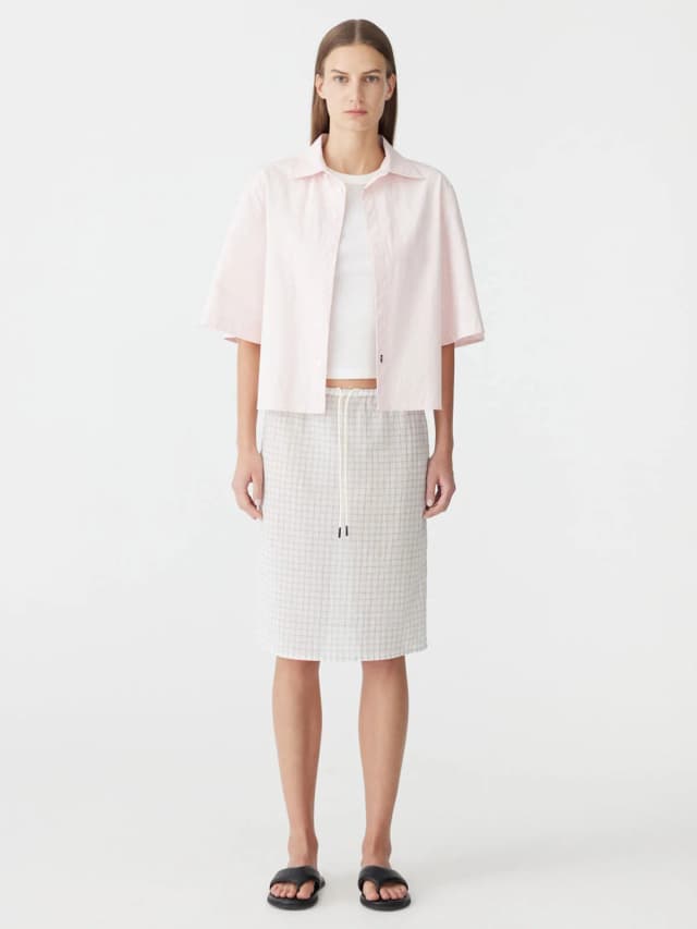 Bassike Crushed Cotton Short Sleeve Shirt, image 1 of 1 from bassike