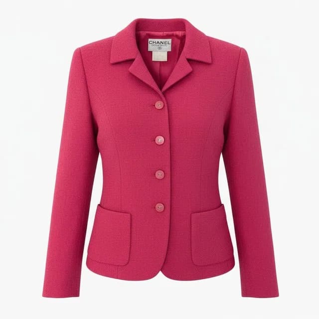 Chanel Jacket CC Logo Button 38 Pink in Pink Tweed from The Reluxe, photo 1 of 1
