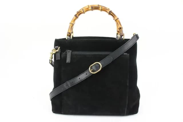 Gucci Black Suede Bamboo Tote 2way Crossbody Bag in Black Suede from Bagriculture, photo 1 of 1