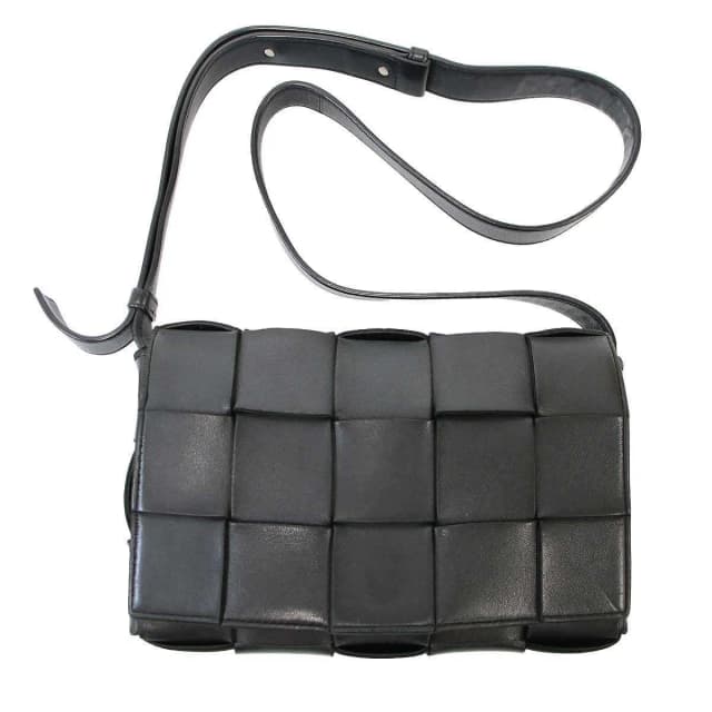 Bottega Veneta Cassette Maxi Intrecciato Leather Shoulder Bag Black in Black Woven leather from The Reluxe, photo 1 of 1