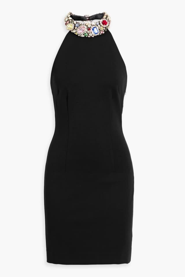 Area Embellished Cady Halterneck Mini Dress in Black, image 1 of 1 from THE OUTNET