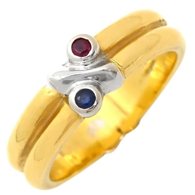 Tiffany & Co. Ring Signature Ruby Sapphire Blue Red Yellow Gold White 18K Yellow Gold in White from The Reluxe, photo 1 of 1