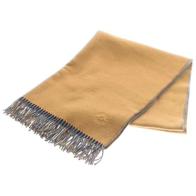 Hermès Recto Verso Logo Embroidery Cashmere Large Scarf Brown Blue in Brown Cashmere from The Reluxe, photo 1 of 1
