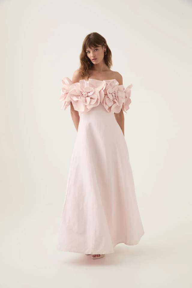 AJE Etta Midi Dress in PASTEL PINK, image 1 of 1 from Aje