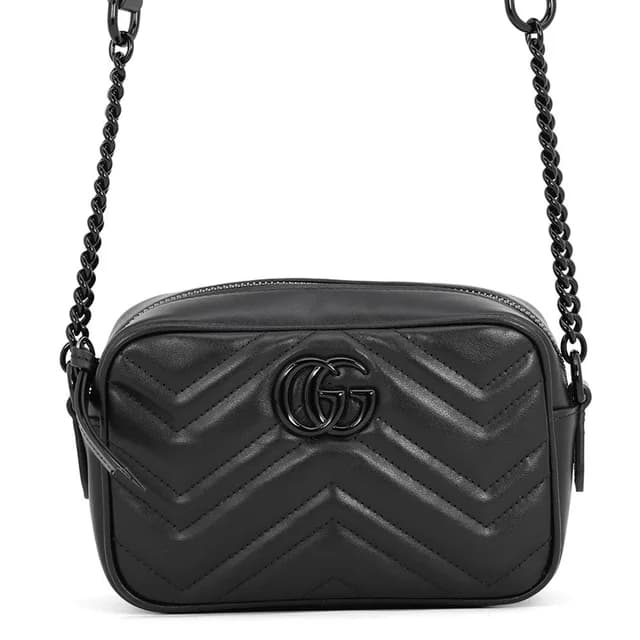 Gucci Chain Shoulder Bag Mini GG Marmont Leather Black in Black Leather from The Reluxe, photo 1 of 1